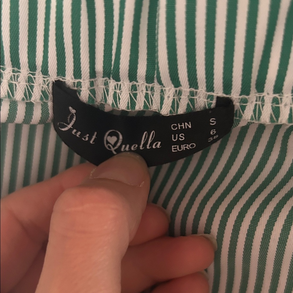 Just Quella Green Striped Women's Blouse